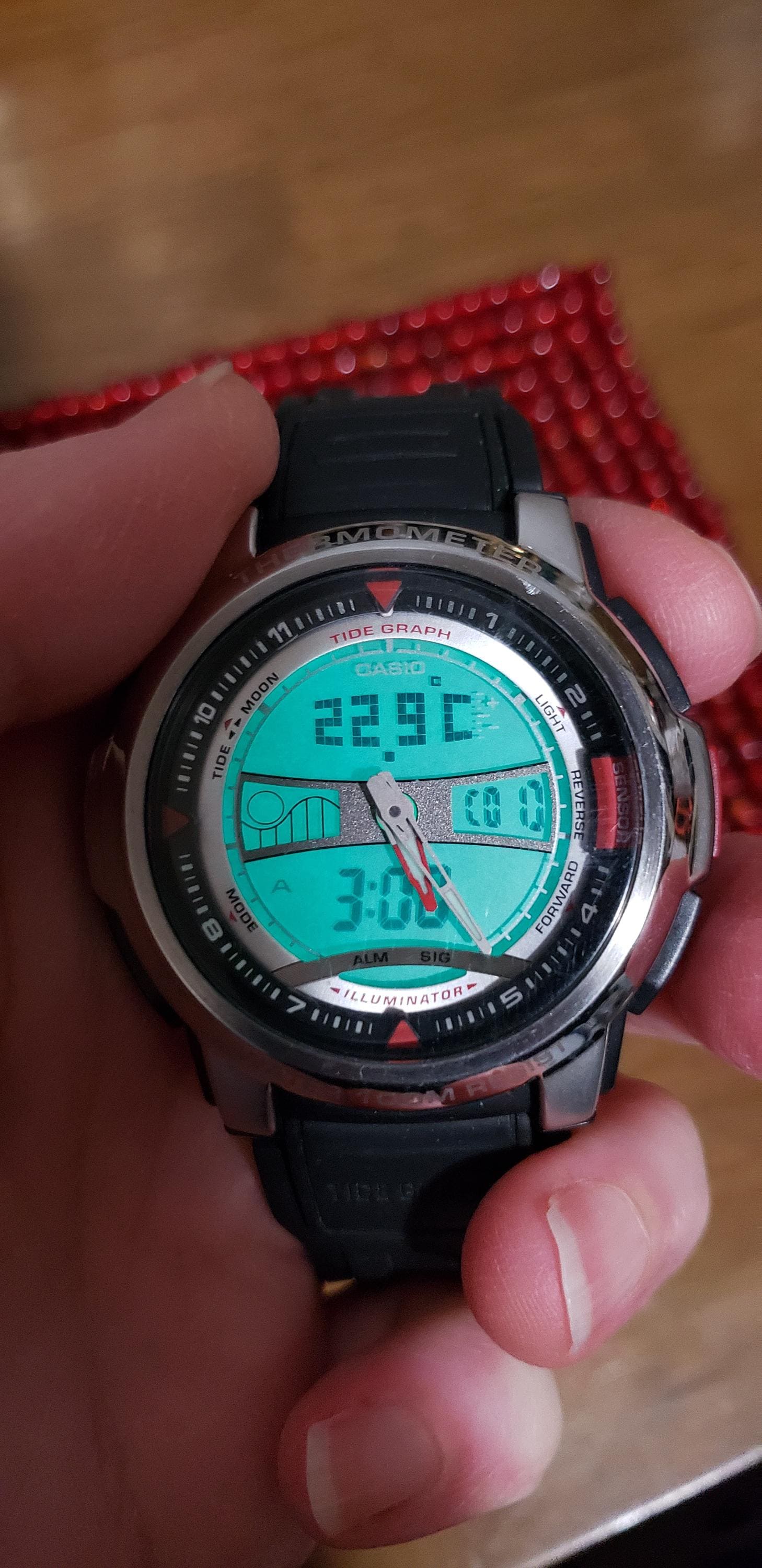 Casio Men's Sports Chronograph Alarm Watch AQF-100 Tide Graph
