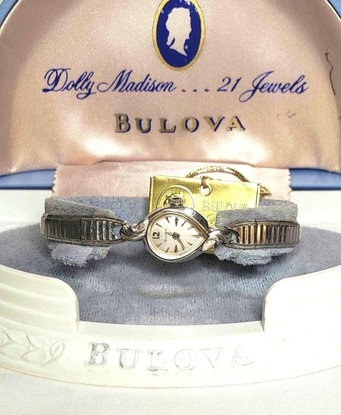 Vintage Bulova ladies teardrop shaped white gold filled mechanical watch Bulova Women main image 2