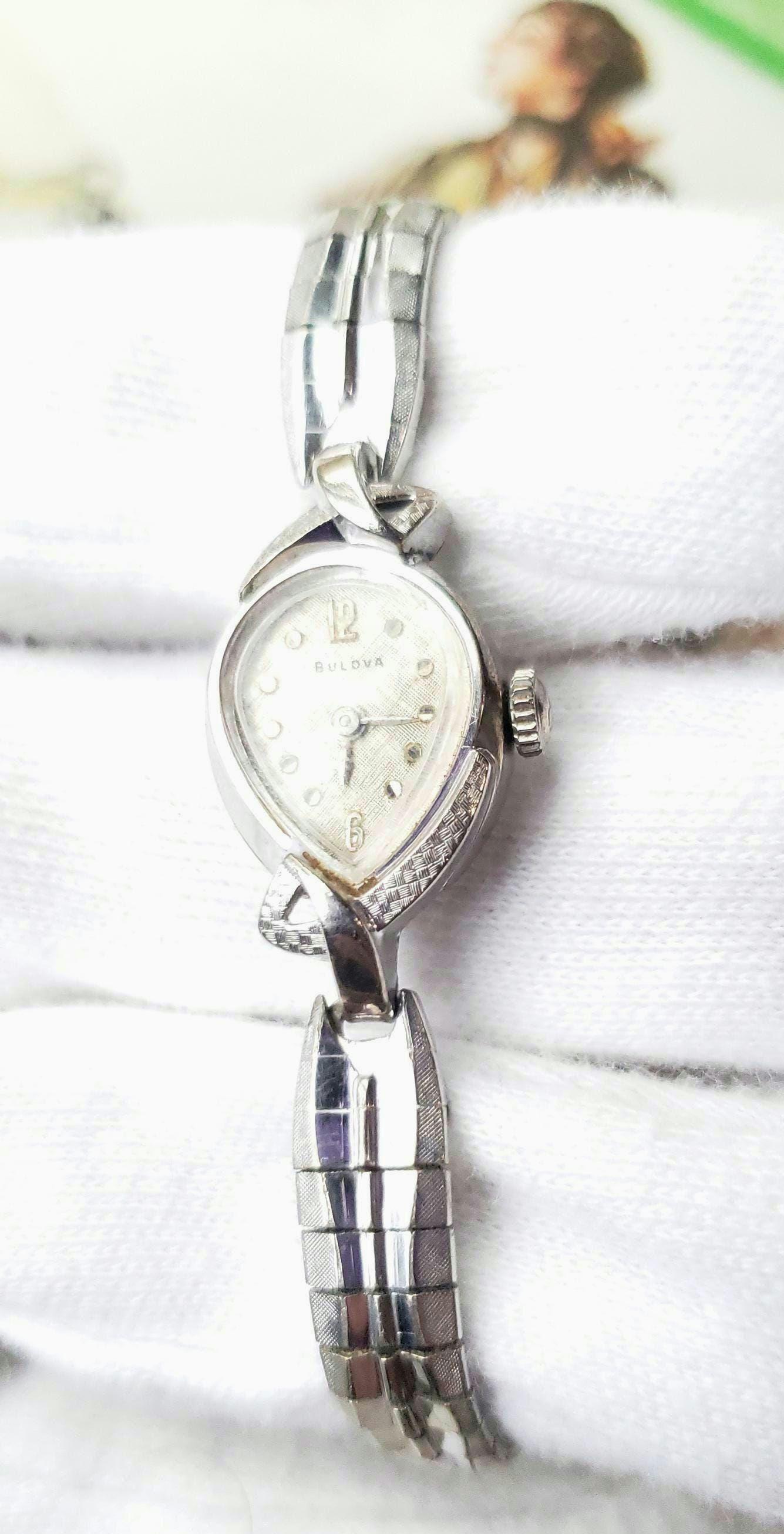 Vintage Bulova Ladies Mechanical Cocktail Watch 10K White  display picture 1