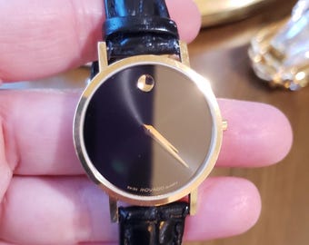 Beautiful Movado Museum Watch! Men's or Ladies! New Battery! Leather Band!! NEAR MINT!