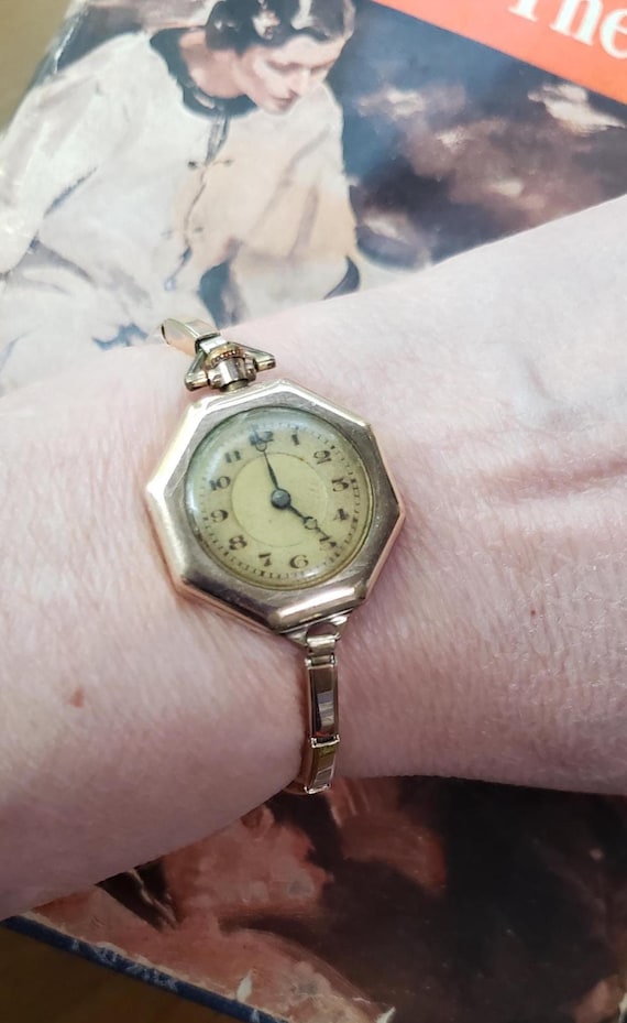 Antique 1920s Glycine Ladies Mechanical Cocktail Watch Gold Filled Swiss Pendant Conversion WORKS!