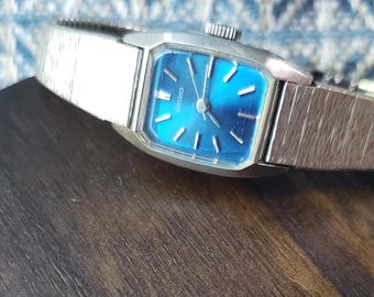 Seiko Vintage Mechanical Winding Ladies Watch Blue Dial Stainless Bracelet MINT] 1973 Seiko Vintage 11-3500 Manual Wind Blue Dial Watch  main image 2