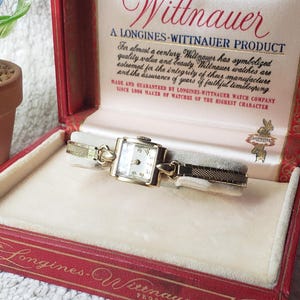 Vintage 1940&#39;s 10K Gold Wittnauer Longines Ladies Mechanical Cocktail Watch In Original Red & Gold Box! WORKS! CLASSIC BEAUTY!!!