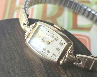 1940s Elgin Deluxe Women's Wristwatch: 10k Gold Filled, Silk Cord