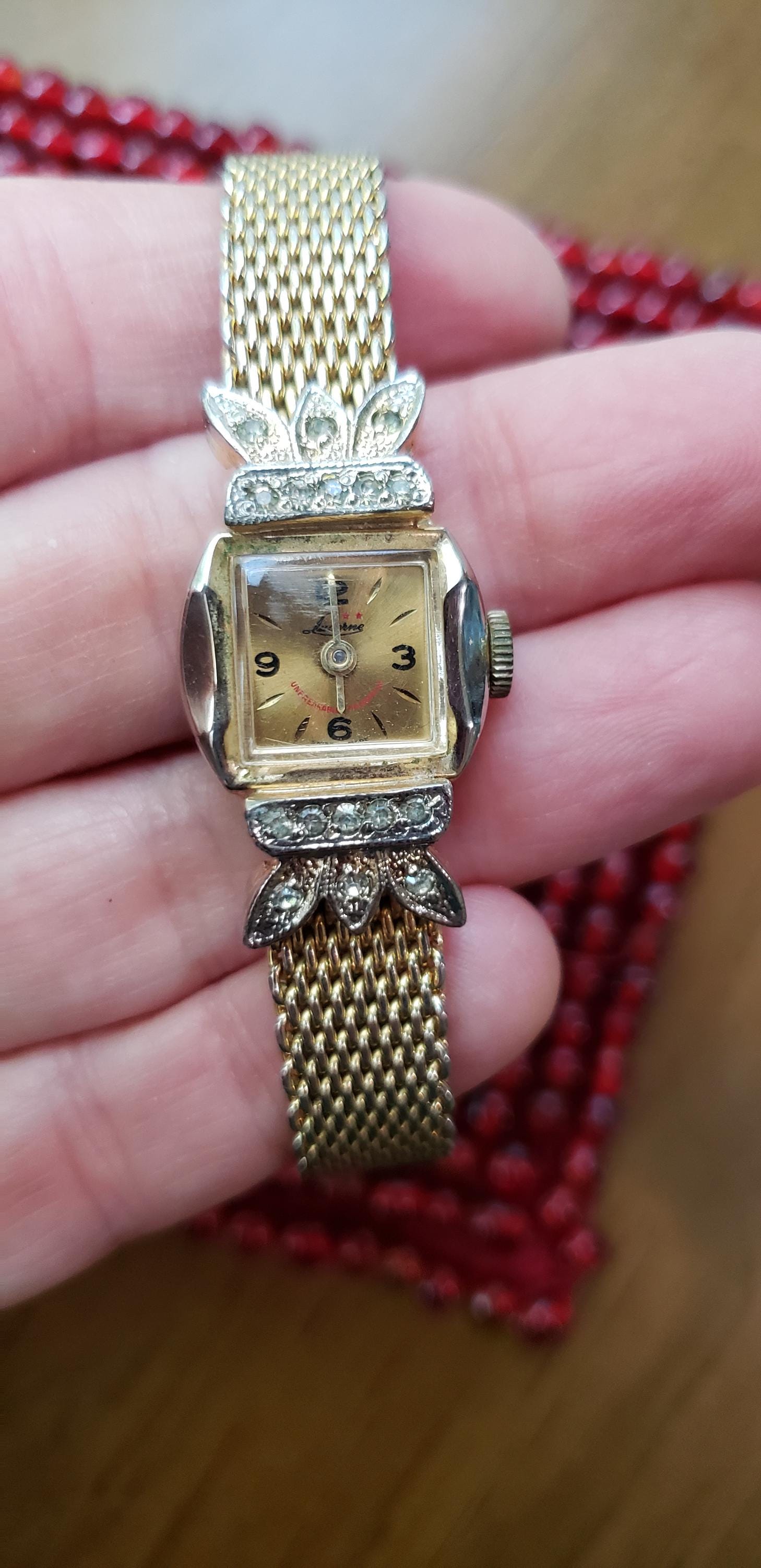 Lucerne 3 STARS Gold Bracelet/Bangle Watch. Vintage LUCERNE Gold Tone Anti-Magnetic Swiss Mechanical  main image 3