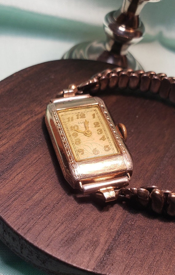 Vintage 1932 10KT Gold Art-Deco Elgin Ladies Mecha