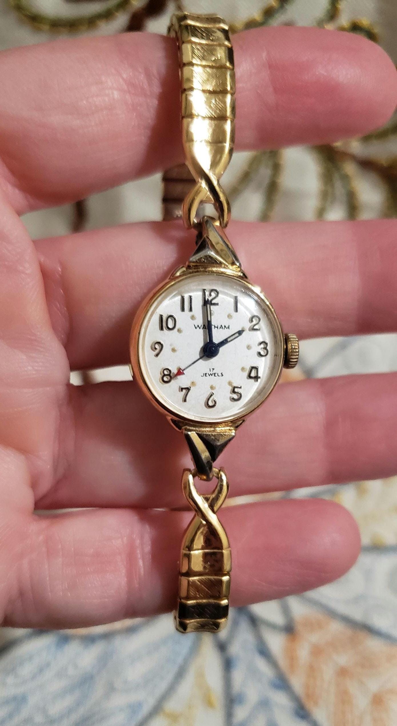Vintage Waltham Ladies Cocktail Watch: Swiss Made, Gold Tone 