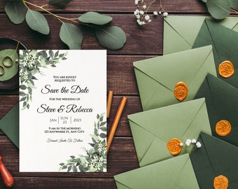 Wedding Save the Date Template Set, Editable Save the Date Card, Printable Save the Date Template, Instant Download Wedding Invite Template