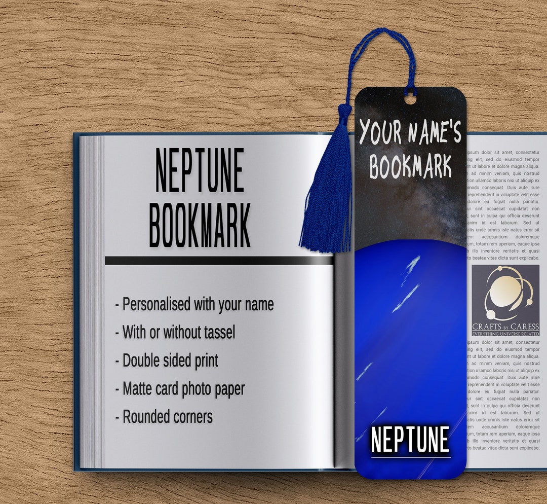 NEPTUNE Bookmark, Personalised Space Bookmark, Gifts for Readers, Custom Paper Bookmark With