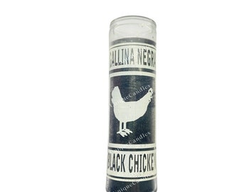 Black Chicken Glass Candle, Gallina Negra Vela de Vidrio