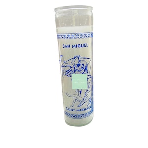 Saint Michael Glass Candle, Cleansing Candle, Altar Candle