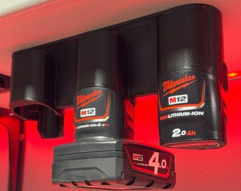 Milwaukee M12 Battery Mount (Triple) | Wall Mount Holder | PETG | Australian Made