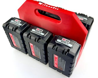 Organizador de herramientas impreso en 3D con soporte para baterías Milwaukee M18 (4 o 6 ranuras)