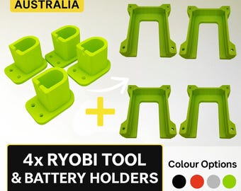 Ryobi ONE+ 18V Werkzeug- und Akkuhalter – 4er-Pack Wandhalterung | Robustes 3D-Druck
