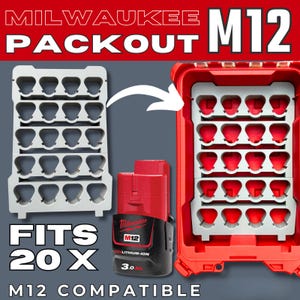 Milwaukee M12 Battery Packout Insert - 20-Slot Power Hub Fits 48-22-8435