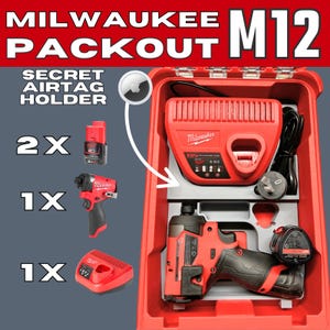 Milwaukee Packout M12 Drill & Battery Organiser - Hidden AirTag Compartment
