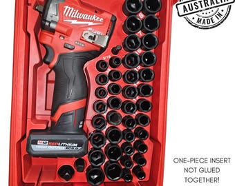 Packout Insert for Milwaukee M12 Gen 2 Impact Wrench + 43pc 3/8" Socket Set | Fits 48-22-8435 | Single-Piece PETG | Made in Australia