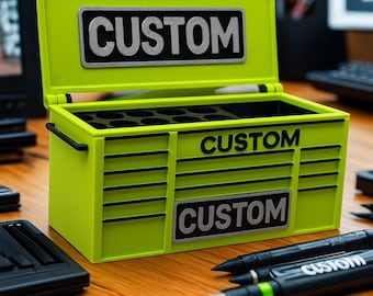 Mini Tool Chest Pen Holder – Custom Text Desk Organiser | Perfect Gift for Tradies - 3D Printed Home Improvement
