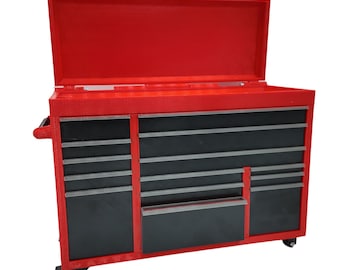 XL Mini Desk Tool Chest - Red & Black Workshop Organizer, Father's Day Gift