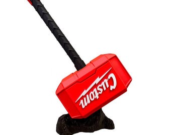 Red & Black Thor’s Hammer Display Piece | Tool-Inspired Collectible for Tradies  Fans