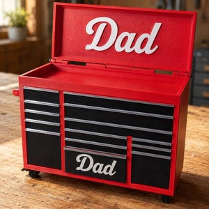 Gepersonaliseerde mini-gereedschapskist – Naam op deksel en lade | Cadeau voor papa