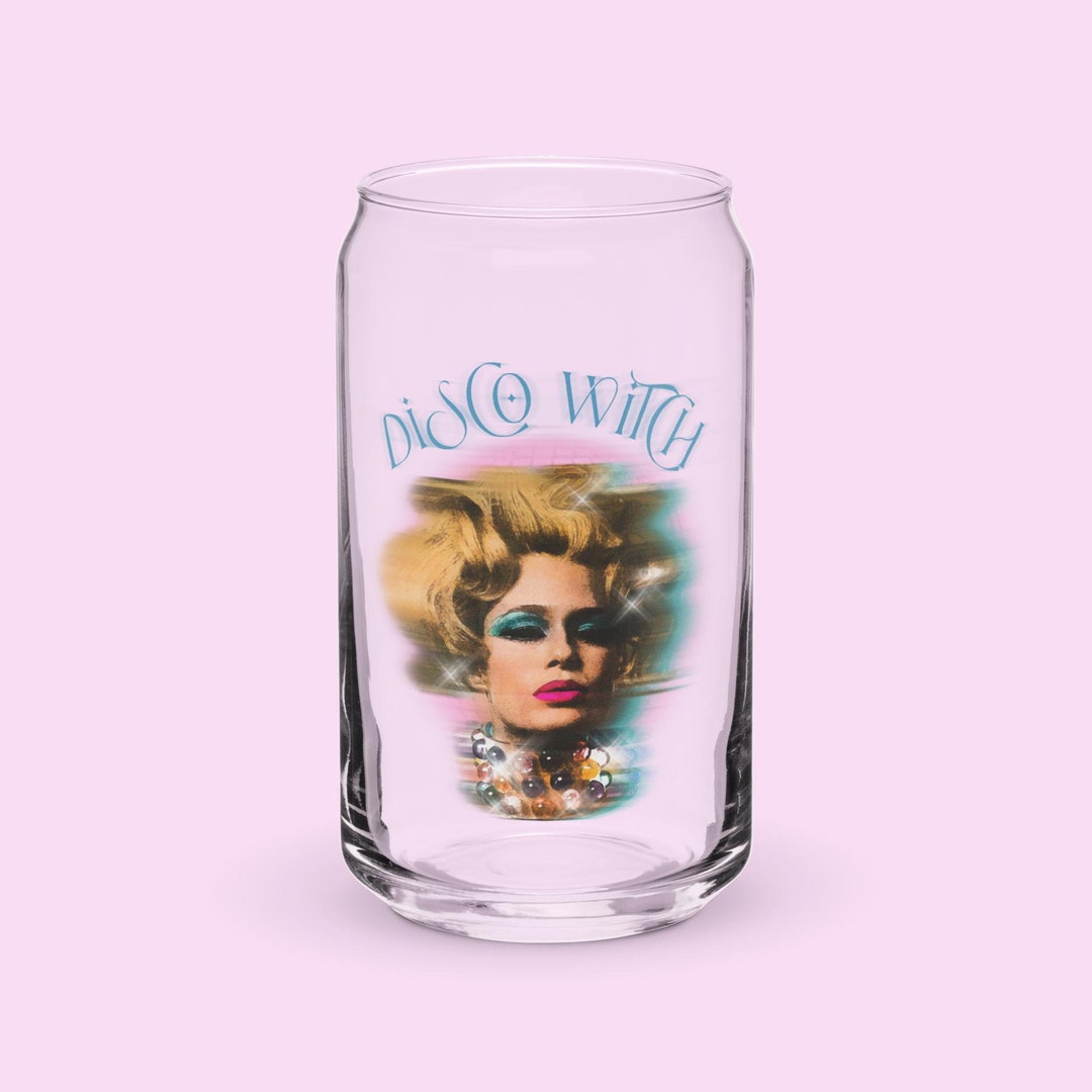 70s Disco Witch Can-shaped Glass Fancy Retro Glassware Vintage Girly ...