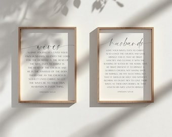 Printable Christian Wall Art, Christian Marriage Scripture, Ephesians 5, Husbands And Wives Passage, Christian Gift Idea for Wedding