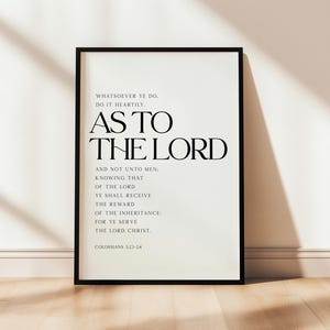 Colossians 3:23-24, Whatsoever Ye Do Do It Heartily As Unto The Lord, Printable Christian Wall Art, Christian Home Decor, Christian Gift