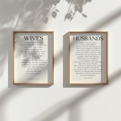 Wives & Husbands, Ephesians 5 Marriage, Printable Christian Wall Art, Bible Verse Wall Art, Christian Gift Idea, Christian Wedding Gift Idea