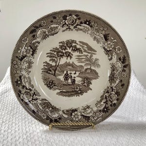 Antique Transferware Plate, 19th C. Brown, English, 9.25"
