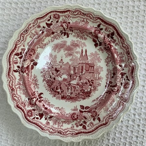 Antique William Adam’s India #9 Red Transferware Plate 9 1/16” Rare. Red Description
