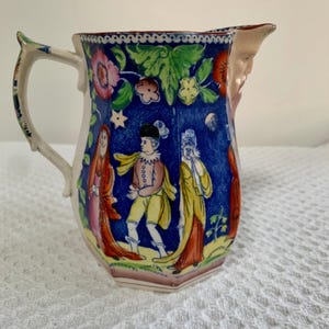Antique pottery pitcher ‘The Duenna’ pattern, attr. Johnson, England c. 1820