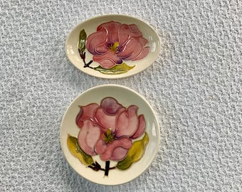 MOORCROFT Set Of 2-Pin or Trinket Dishes "Magnolia" Pattern