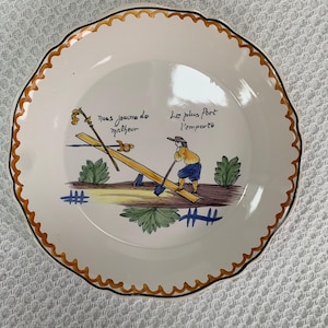 French Nevers Faience Design Revolution Plate 9.5” Country French
