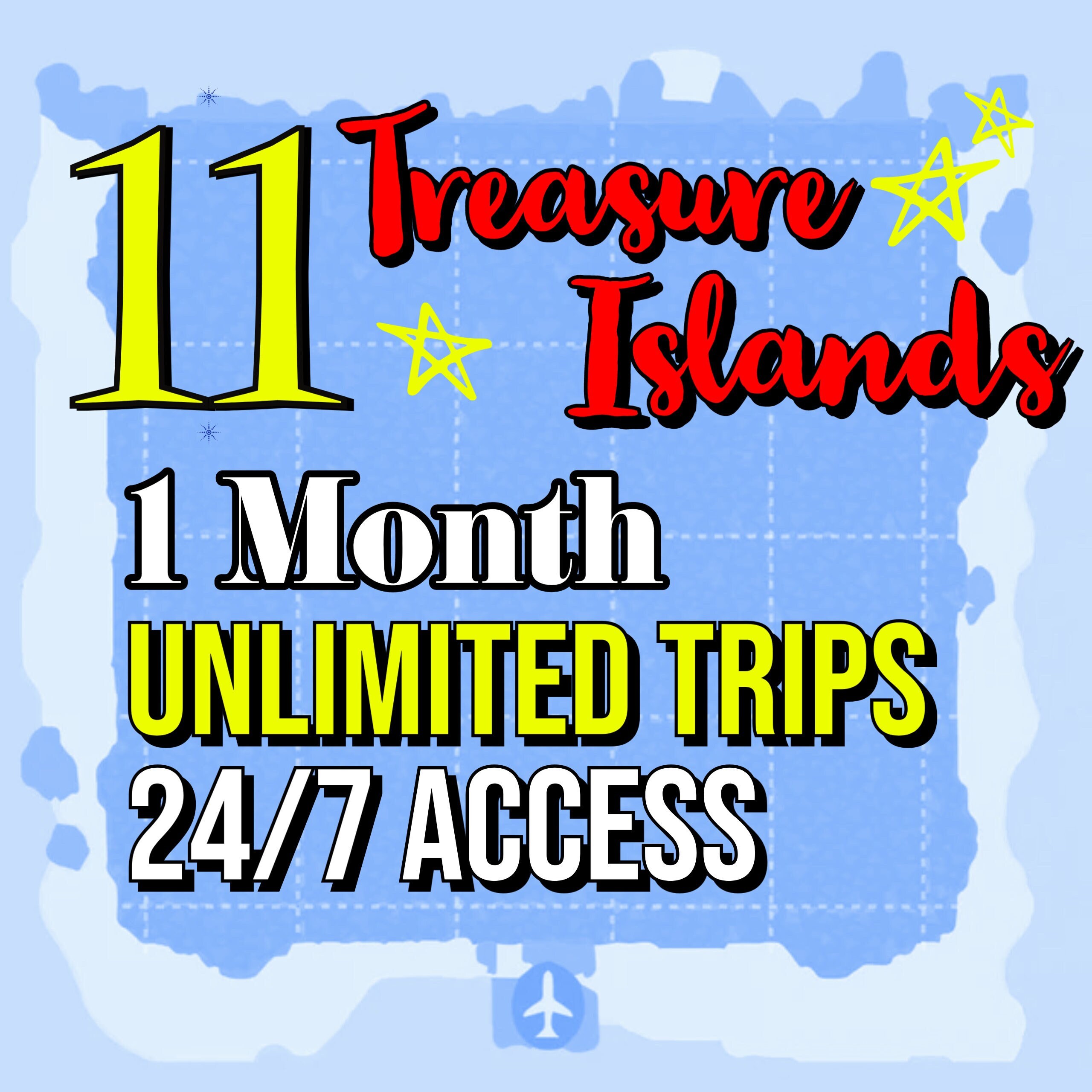 11 Treasure Islands 1 Month UNLIMITED TRIPS All Etsy