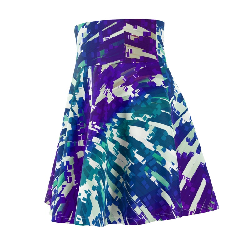 Digital Wave Skirt, Cyber Skater Skirt, Purple & Blue Tennis Skirt