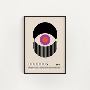 Bauhaus Exhibition Print | Mid-Century Art Print | Circular Geometric Art | Modern Art | Minimalist Print |Purple Bauhaus Printable Wall Art