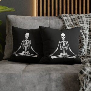 Halloween Pillow Cover, Namaste Skeleton Pillow Cover, Halloween Decor, Skeleton Decor, Fall Decor Spooky Pillow Cover, Halloween Home Decor