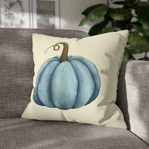 Blue Fall Pumpkin Square Pillow, Pumpkin Design Pillow, Fall Decor, Pumpkin Decor, Decorative Throw Pillow, Autumn Decor, Fall Home Decor