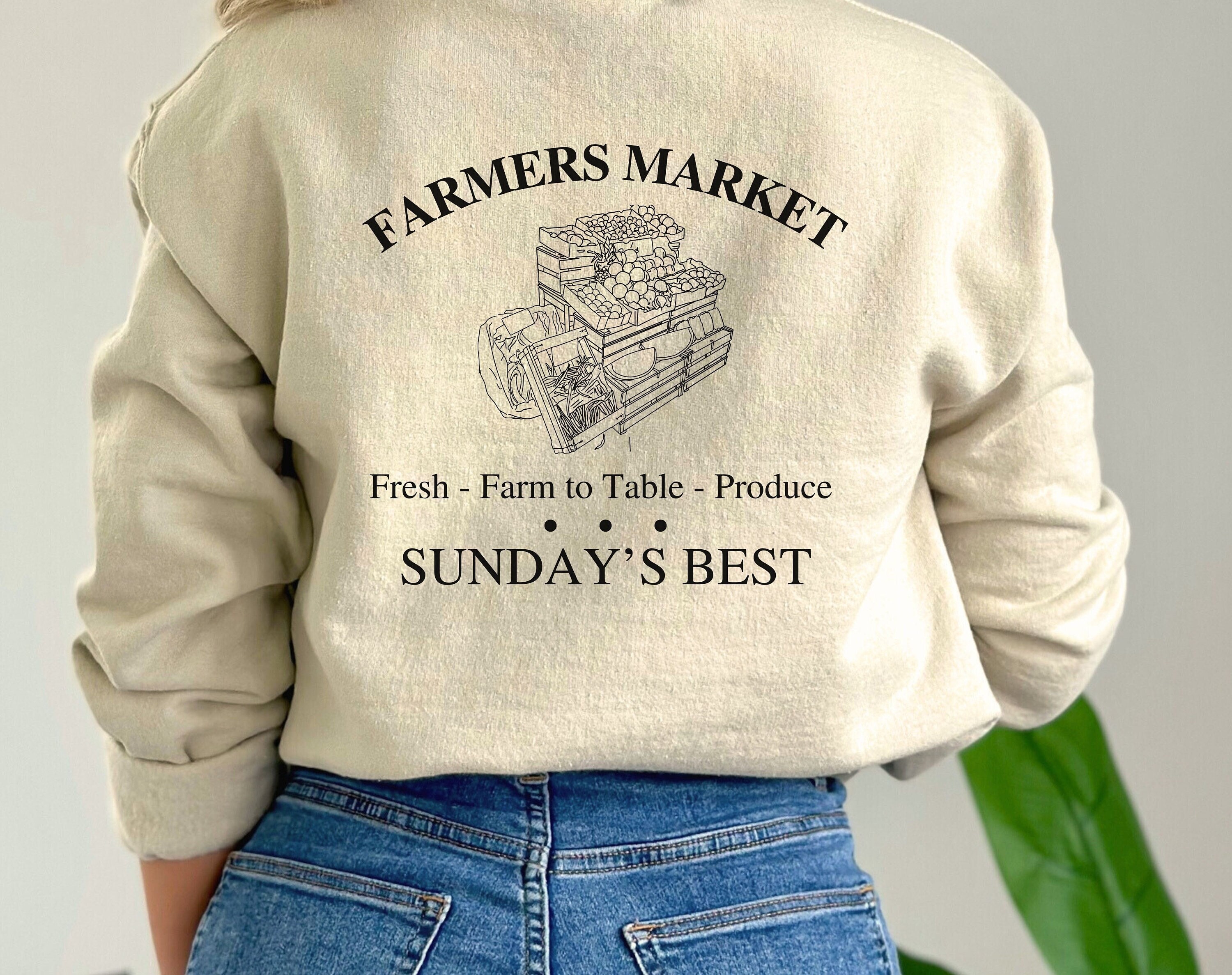 Vintage Farmers Market Sweatshirt Sundays Best Sweater Fresh Produce Sweatshirt Farm to Table Pullover Gift for Her Christmas Gift Etsy