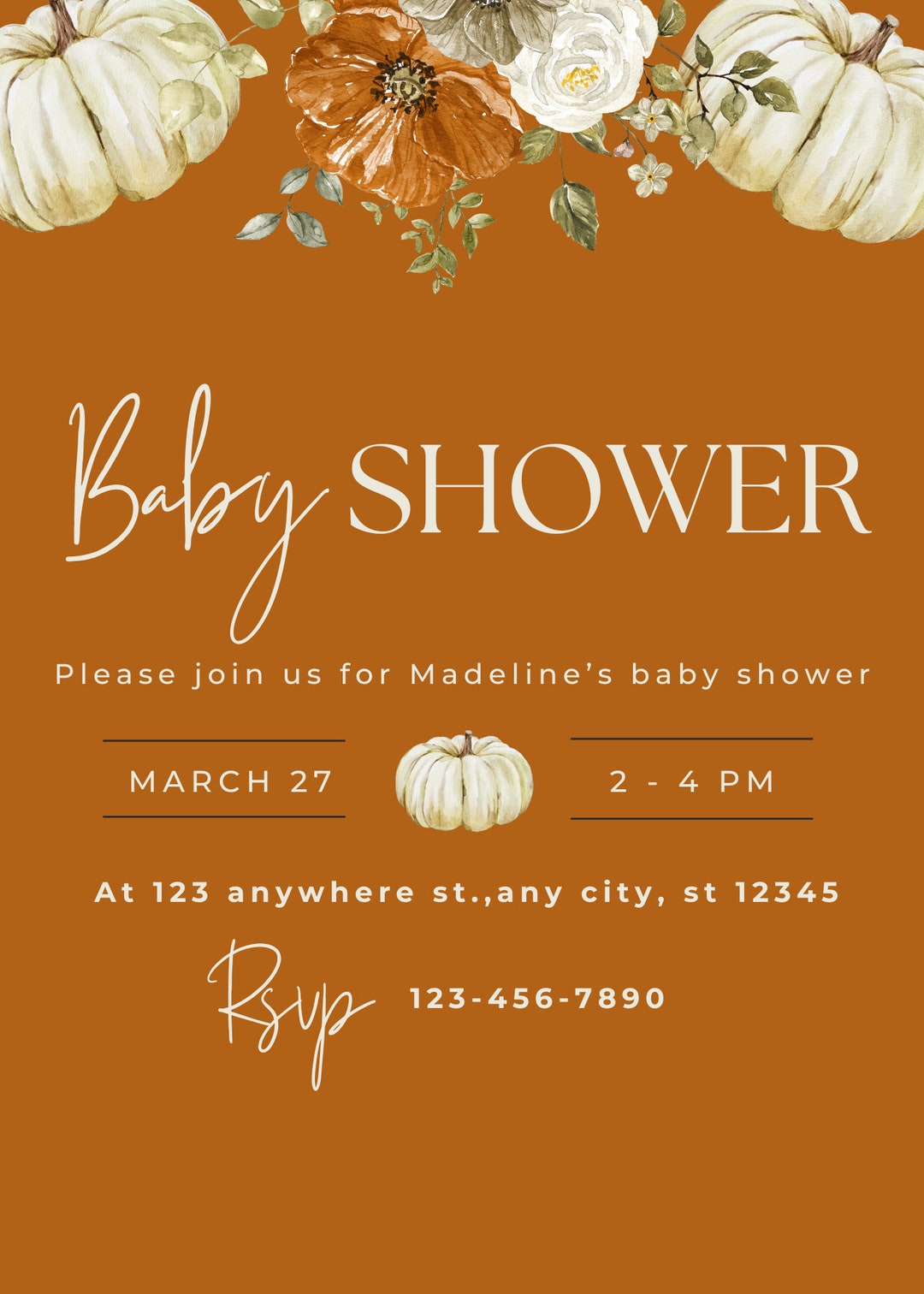 Fall Baby Shower Invite Customizable Fall Baby Shower Invitation