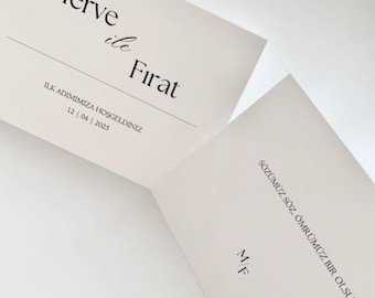 Gevouwen tafelkaarten bruiloft verloving gespeicherte Tischkarte Hochzeit Verlobung masa karti söz nisan kart folded table cards wedding
