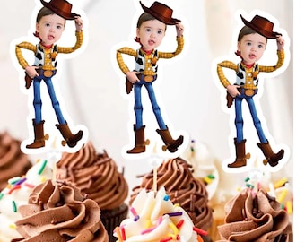 Adornos personalizados para cupcakes de Woody: Decoración personalizada para fiesta de Toy Story (juego de 12)