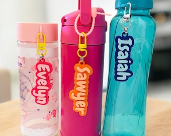 Personalized Name Keychain for Backpack - Custom Bag Tag for Kids Back to School Gift  3D Printed Name Tag with Silicone Cable Luggage Tag