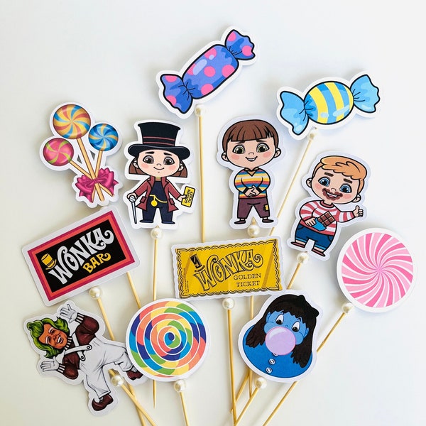 Charlie and the chocolate factory cupcake topper Willy Wonka Cupcake topper Chocolate factory cupcake topper Willy Wonka birthday party