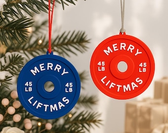Merry Liftmas Ornament | Weight Plate Christmas Ornaments | Gym Lover Gift | Fitness Tree Decoration | Personalized Color Barbell Ornaments