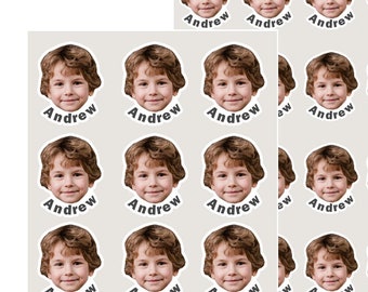 32pcs Kids Face Custom Name stickers Waterproof face Customized Name Labels Personalized face name labels for School supplies Daycare labels