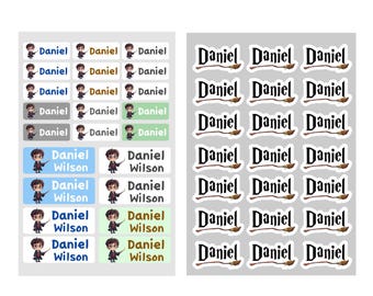Personalized Wizard Name Stickers: Waterproof School Name Labels (44 Pcs)