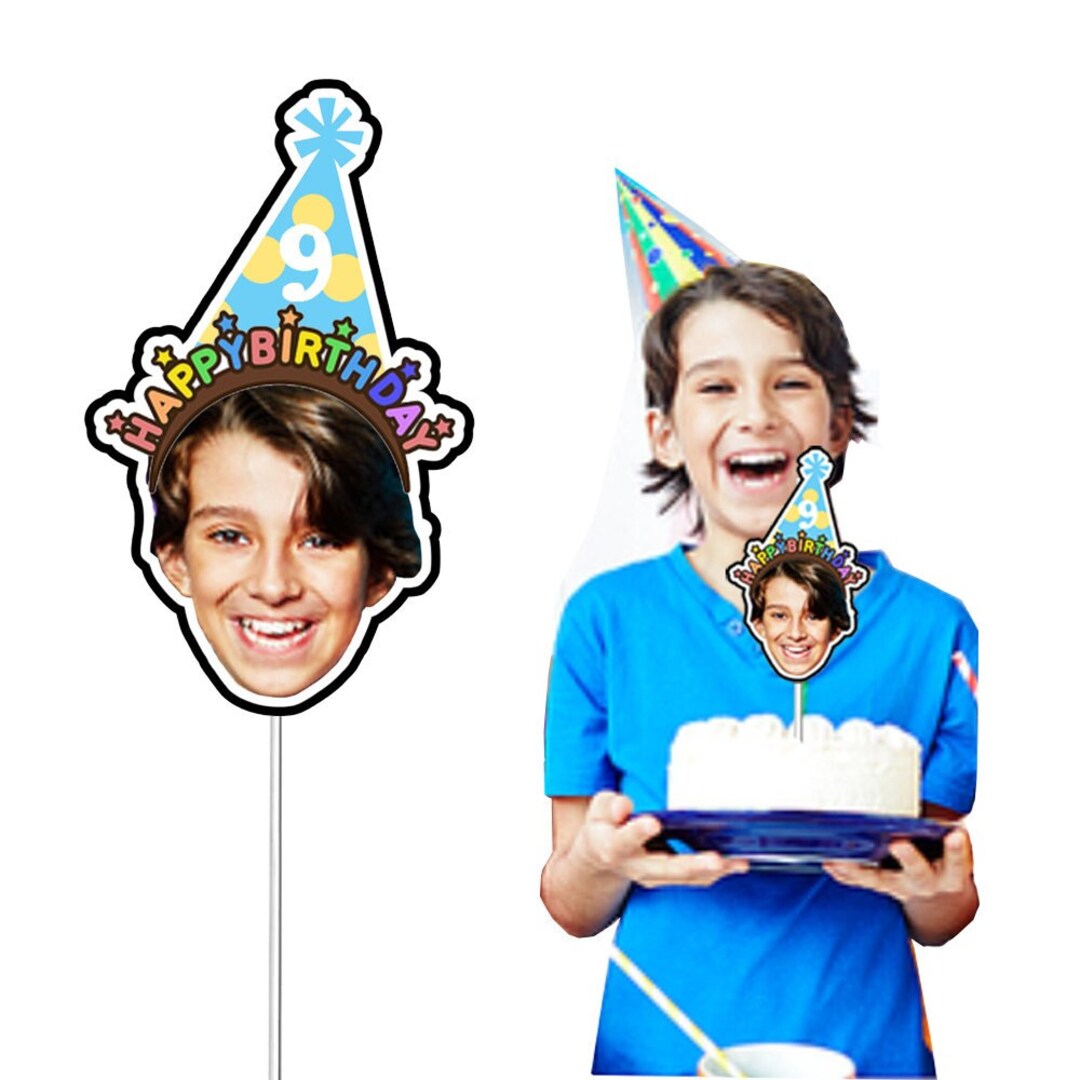 Face Photo on Stick Custom Face Cake Topper Fun Face Photo Prop Face