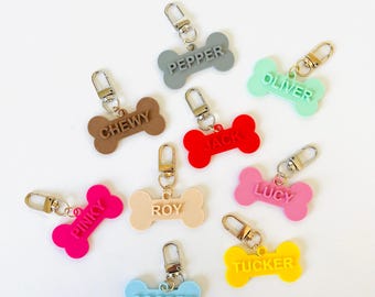 Custom Dog Name Tag with Charm: 3D Printed Bone Shape